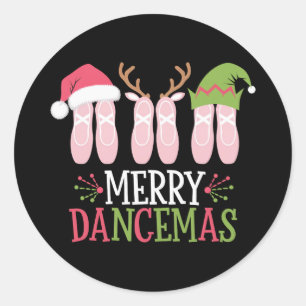 Sticker Rond Joyeuses Dancemas Noël Ballet Chaussures Danse