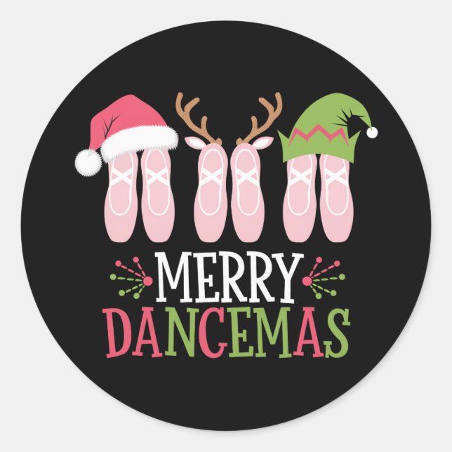 Sticker Rond Joyeuses Dancemas Noël Ballet Chaussures Danse (Devant)
