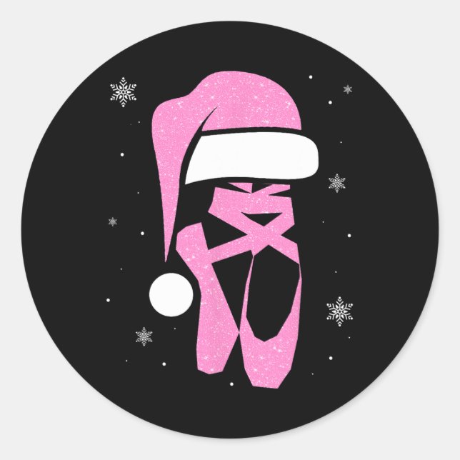 Sticker Rond Joyeuses Dancemas Santa Hat Funny Noël Filles (Devant)