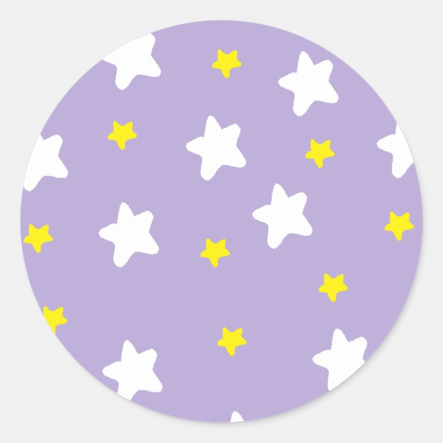 Sticker Rond Joyeuses Étoiles violettes (Devant)