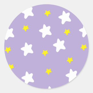 Sticker Rond Joyeuses Étoiles violettes