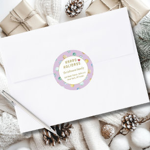 Sticker Rond Joyeuses fêtes ! Adresse de Noël