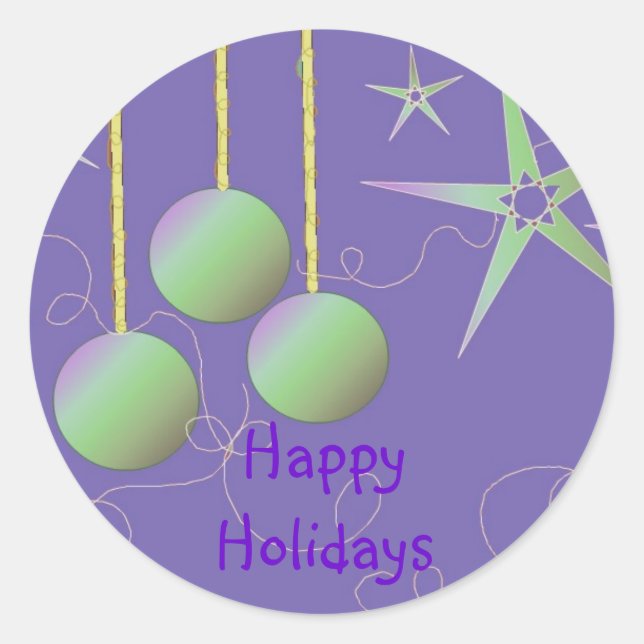 Sticker Rond Joyeuses Fêtes Designs Iridescents (Devant)