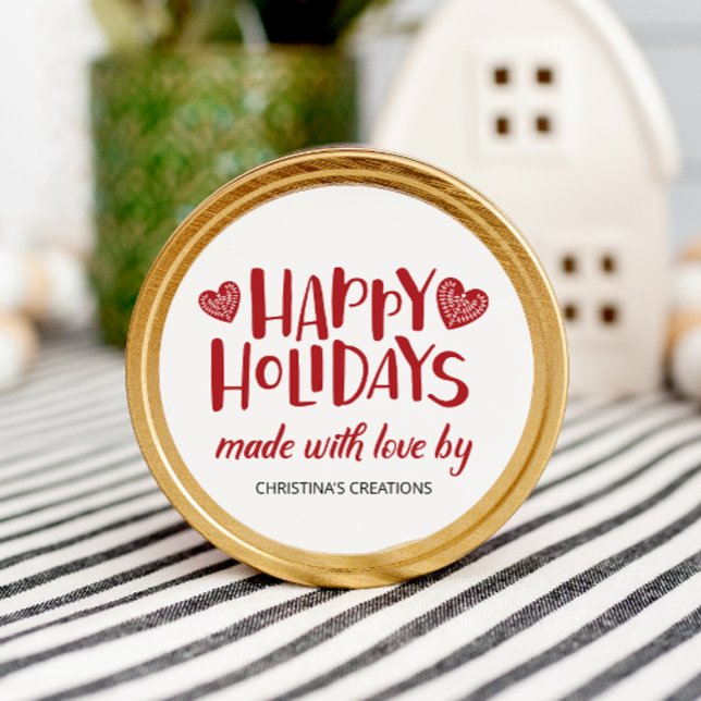 Sticker Rond Joyeuses Fêtes Faite avec Amour (Créateur téléchargé)