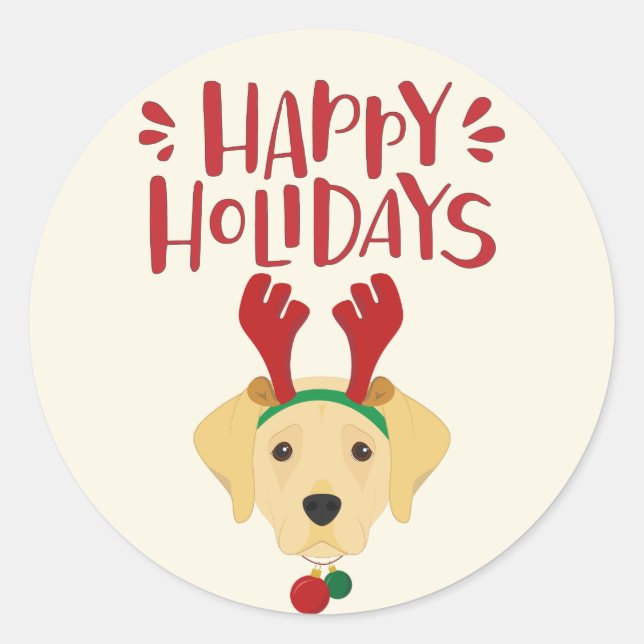 Sticker Rond Joyeuses fêtes - Joli Noël du Labrador (Devant)