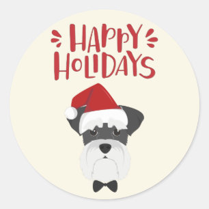 Sticker Rond Joyeuses fêtes - Joyeux Noël Schnauzer