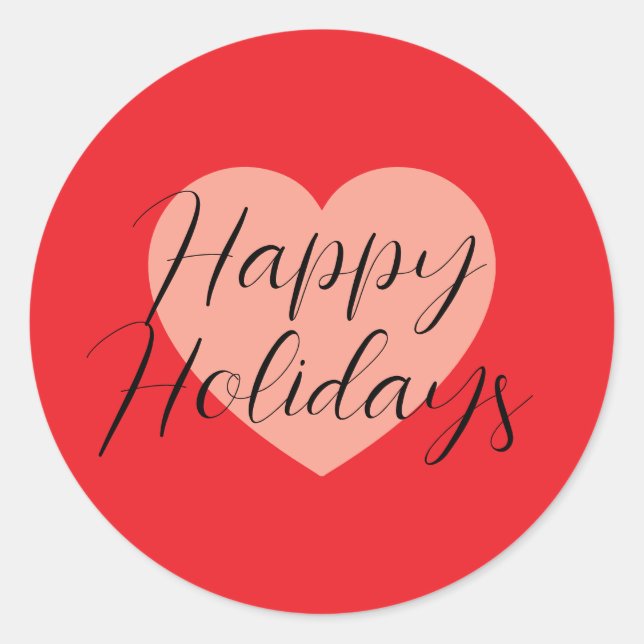 Sticker Rond Joyeuses fêtes Joyeux Noël Temps de Noël Coeur (Devant)