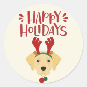 Sticker Rond Joyeuses fêtes - Noël au Labrador