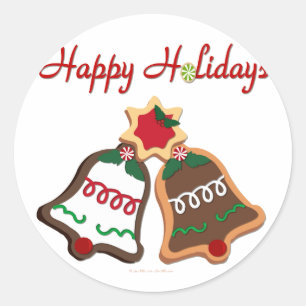Sticker Rond Joyeuses fêtes Noël Cookie Bells