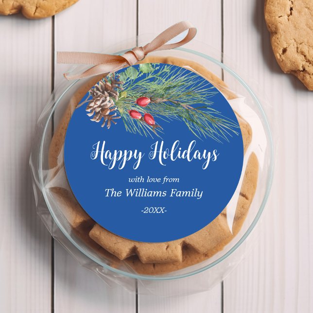 Sticker Rond "Joyeuses fêtes !" Pine d'eau Noël (Créateur téléchargé)