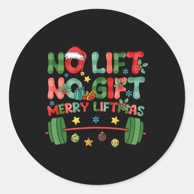 Sticker Rond Joyeuses Fêtes Sans Ascenseur Pas De Noël Présente (Devant)