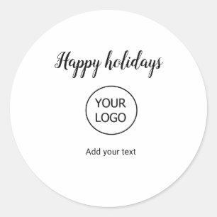 Sticker Rond joyeuses fêtes simples et minimalistes ajoutez vot