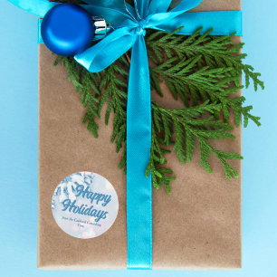 Sticker Rond Joyeuses fêtes sur mesure Beau flocon de neige ble