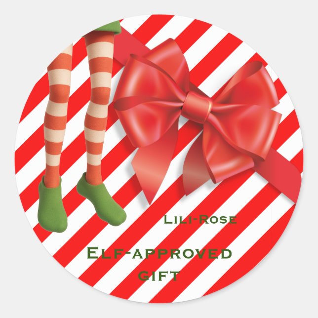Sticker Rond Joyeuses jambes de lutin de Noël | Méfaits du Pôle (Devant)