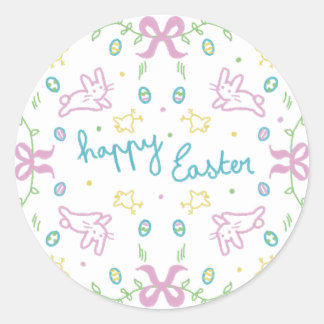 Sticker Rond Joyeuses Pâques Message Mignon 