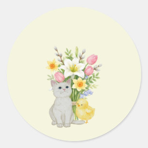 Sticker Rond Joyeuses Pâques pastel mignonnes