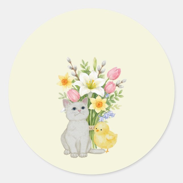 Sticker Rond Joyeuses Pâques pastel mignonnes (Devant)