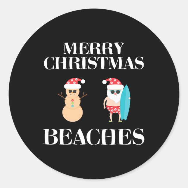 Sticker Rond Joyeuses plages de Noël Floride Famille Vacances (Devant)