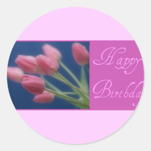 Sticker Rond Joyeuses tulipes d'anniversaire