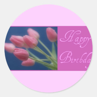 Sticker Rond Joyeuses tulipes d'anniversaire