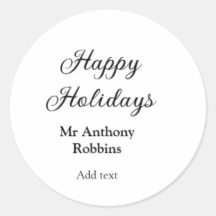 Sticker Rond Joyeuses vacances ajouter nom date année simple mi