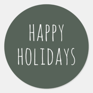 Sticker Rond Joyeuses Vacances Cosy Noël vert foncé