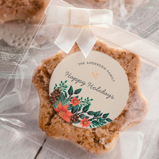 Sticker Rond Joyeuses vacances Famille Foliage Végétation Noël (Créateur téléchargé)