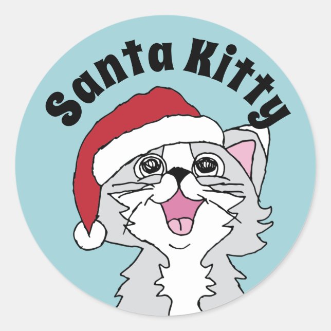 Sticker Rond Joyeuses vacances Kitten Joyeux Noël Chats Images (Devant)