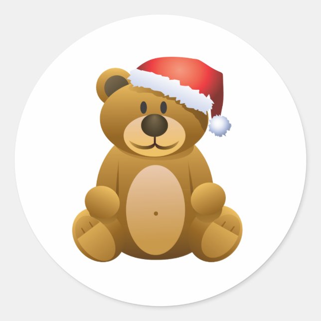 Sticker Rond Joyeuses vacances Teddy Bear (Devant)