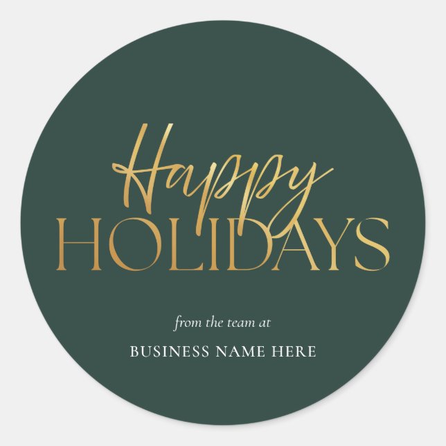 Sticker Rond Joyeuses Vacances Vertes Or Affaires Noël (Devant)