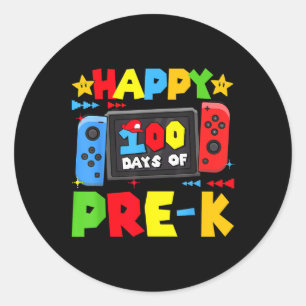 Sticker Rond Joyeux 100 Jours De Jeux Pré-k 100ème Jour École B