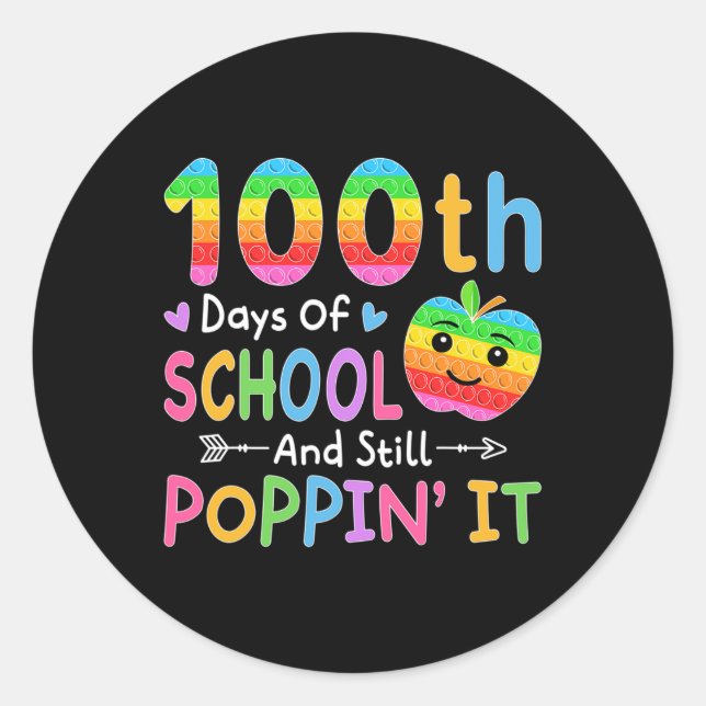 Sticker Rond Joyeux 100 Jours D'École Et Encore Pupper' It Kids (Devant)