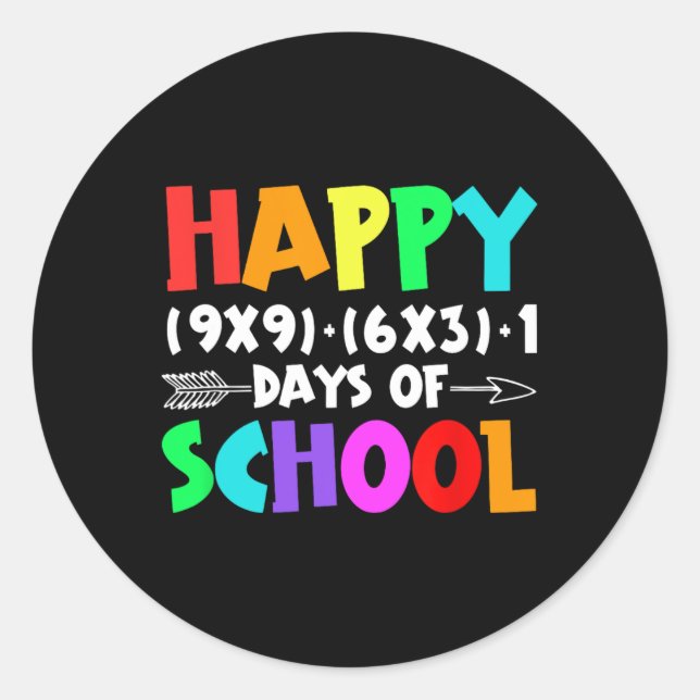 Sticker Rond Joyeux 100 Jours D'École Formule Math Enseignants  (Devant)