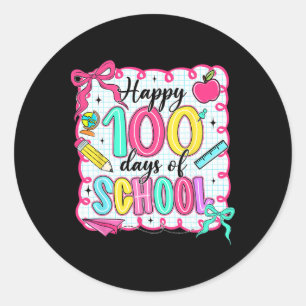 Sticker Rond Joyeux 100 Jours D'école Mignon Enseignant Enfants