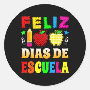 Sticker Rond Joyeux 100 Jours D'Espagnol À L'École - Feliz 100 