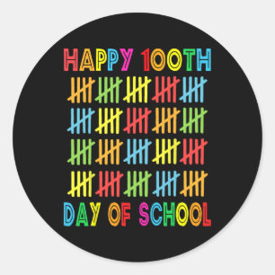 Sticker Rond Joyeux 100e Jour De Cadeau Étudiant 100 Jours De