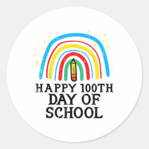 Sticker Rond Joyeux 100e jour d'école 100 jours plus intelligen