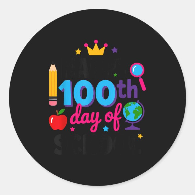 Sticker Rond Joyeux 100e jour d'école 100 jours plus intelligen (Devant)