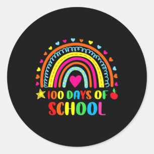 Sticker Rond Joyeux 100ème Jour De L'École Enseignant Arc En Ci