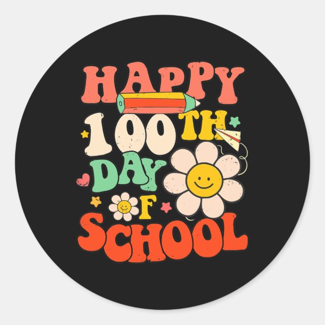 Sticker Rond Joyeux 100ème Jour De L'École Enseignant Enfants 1 (Devant)
