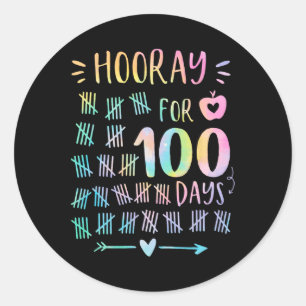 Sticker Rond Joyeux 100ème Jour De L'École Hourra Pour 100 Jour