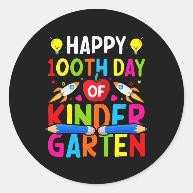 Sticker Rond Joyeux 100ème Jour De Maternelle Enseignant 100 Jo (Devant)