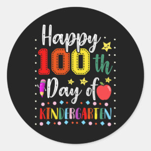 Sticker Rond Joyeux 100ème Jour De Maternelle Enseignant Coloré