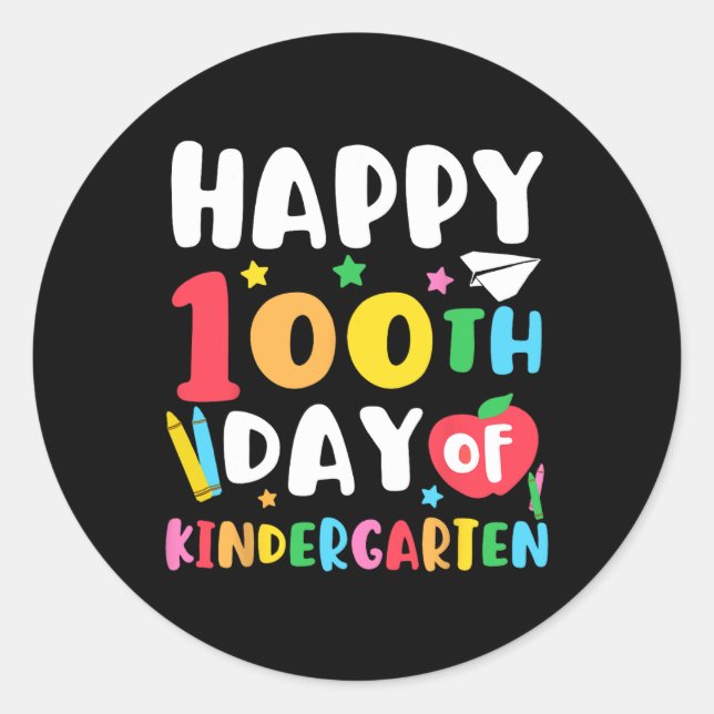Sticker Rond Joyeux 100ème Jour De Maternelle Enseignant Enfant (Devant)