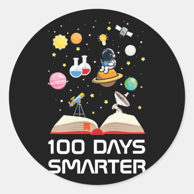 Sticker Rond Joyeux 100ème Jour D'École 100 Jours Smarter Space (Devant)