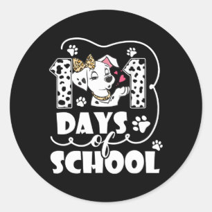 Sticker Rond Joyeux 101 Jours École mignonne Amoureux des chien