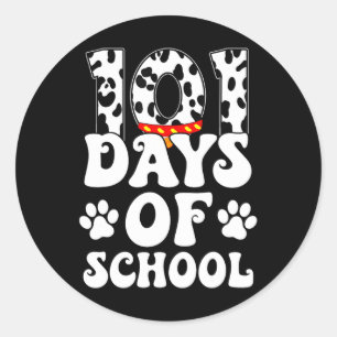 Sticker Rond Joyeux 101 Jours École mignonne Amoureux des chien