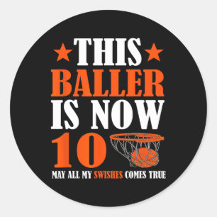 Sticker Rond Joyeux 10e anniversaire 10 ans Basketball 10e Bi