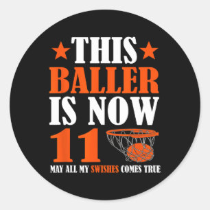 Sticker Rond Joyeux 11e anniversaire 11 ans Basketball 11e Bi