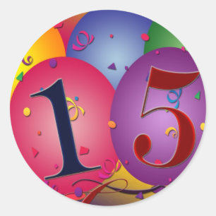 Sticker Rond Joyeux 15e anniversaire